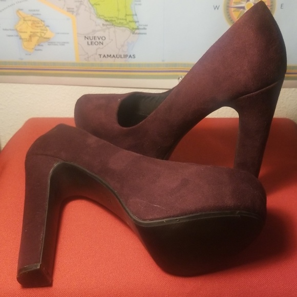 Divided Wine Suede Stilettos - Picture 3 of 4